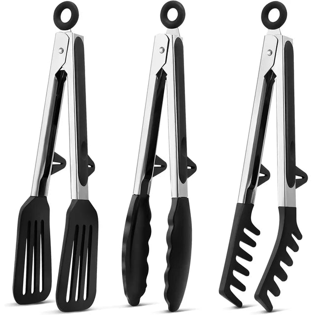 3 in 1 Silicone Kitchen Cooking Tongs Set