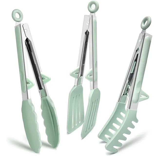 3 in 1 Silicone Kitchen Cooking Tongs Set